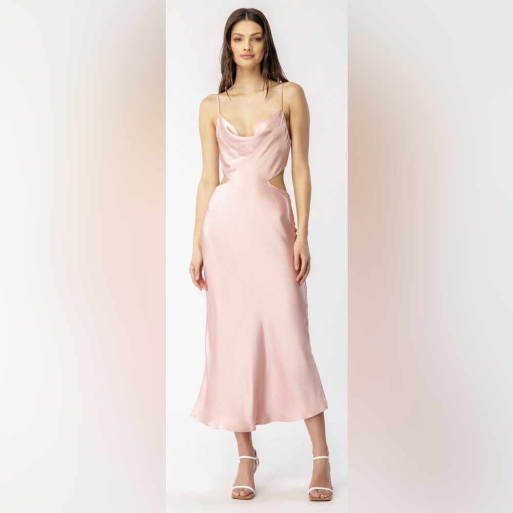 Bardot Pink CUT OUT SLIP SILK DRESS Size XL (10) NWT